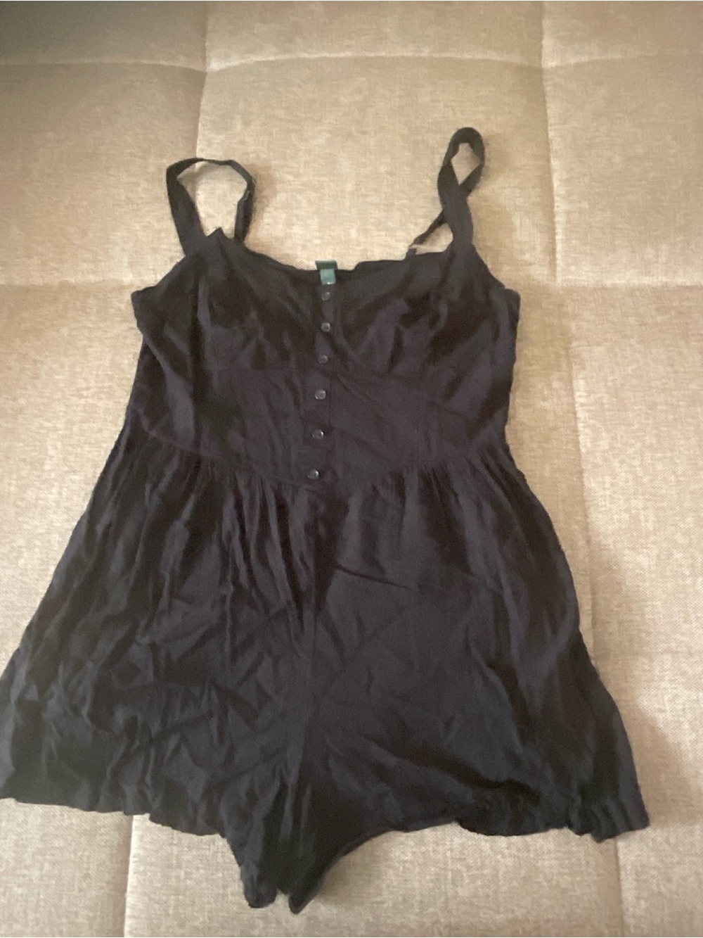 wild fable Black Sleeveless Button-Front Romper